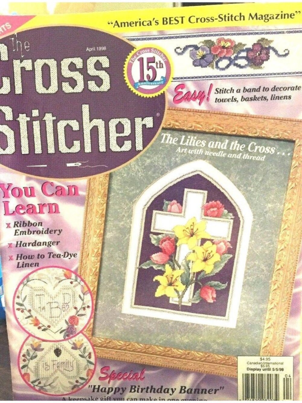 Vintage Cross Stitcher April 1998 Magazine Cross Stitch Craft 26 Spring